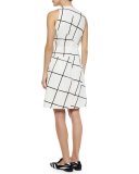 Jigsaw Windowpane-Print Fit-And-Flare Dress