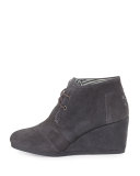 Suede Desert Wedge Bootie, Dark Gray