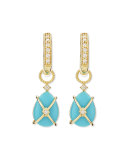 Wrapped Turquoise Earring Charms with Diamonds