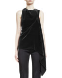 Colridge Sleeveless Asymmetric-Draped Top, Black