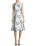 Juliet A-Line Dress, Ivory/Blue