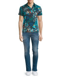 Allover Printed Short-Sleeve Polo Shirt, Multicolor