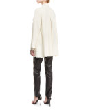 Mock-Neck Back-Zip Knit Tunic, Off White