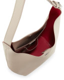 Perry Leather Hobo Bag, French Gray