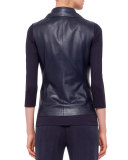 Napa Leather Moto Vest, Navy