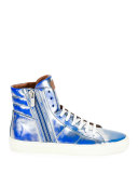 Hensel Fluorescent Leather High-Top Sneaker, Blue