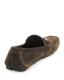 Parigi Suede Gancini Driver, Dark Brown