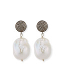 Baroque Pearl, Pave Diamond & Crystal Drop Earrings