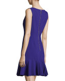 crepe sleeveless flounce dress, night blue