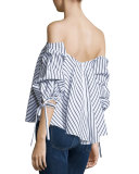 Gabriella Off-The-Shoulder Striped Bustier Top
