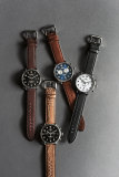 43mm Canfield Chronograph Watch w/Alligator Strap, Tan/Black