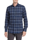 Shadow Plaid Sport Shirt, Navy