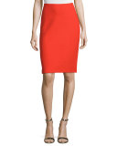 Textural Twill Pencil Skirt, Geranium