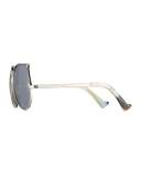 Embassy Cutoff Aviator Sunglasses, Silver