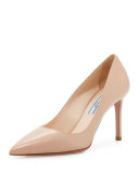 Leather Pointed-Toe 85mm Pump, Nude (Cipria)