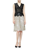 High-Waist Embellished Skirt, Silver