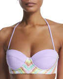 Rainbow Embroidered Bustier Underwire Swim Top