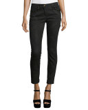 Studded Paisley Skinny Jeans, Black/Brown