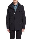 Snap-Front Field Jacket, Black