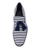 Foxley Men's Striped Tassel Loafer, Blue/White