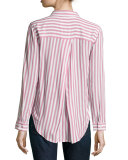 Aly Striped Oxford Shirt, Red/White