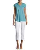 Cap-Sleeve Draped-Front Top