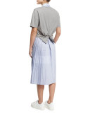 Lara Cropped Heathered Jersey Tee, Gray