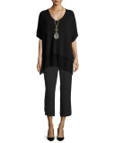 Half-Sleeve Silk Jersey Blouse 