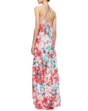 Kansa Floral-Print Tiered Dress, Salsa Monet