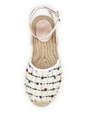 Tina Tweed Embellished Espadrille Sandal, White