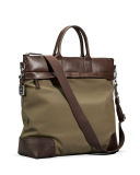 Men's Medium Leather & Nylon Travel Tote Bag