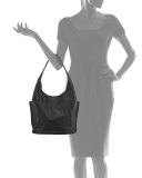 Bombé-T Leather Hobo Bag, Black