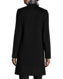 Wool Coat w/ Rabbit Fur Trim, Black