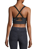 Lightweight Crossover Sports Bra, Black Steel