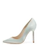 Coco Satin Crystal-Heel Bridal Pump, Ice Blue
