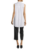 Sleeveless Organic Linen Button-Front Tunic