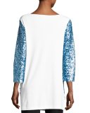 3/4-Sleeve Gradient Sequined Tunic 