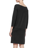 Knit Zip-Pocket Shift Dress, Petite