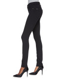 High-Waist Doubleknit Skinny Jeans, Black 