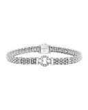 Sterling Silver Rope Bracelet with Diamonds, 6mm