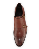 Galati Double Monk-Strap Textured Loafer, Brown