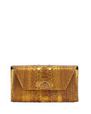 Riviera Metallic Python Clutch Bag, Gold