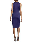Beaded Milano Knit Sheath Dress, Viola
