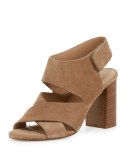 Farrah Suede Crisscross Sandal, Sand