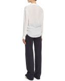 Wide-Leg Wool/Cotton Trousers, Heather Coastal