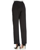 Silk Crepe Straight-Leg Pants, Petite