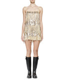 Sleeveless Embellished Mini Dress, Gold/Silver