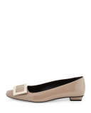 Belle Vivier Patent Ballerina Flat, Stone