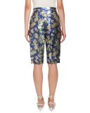Floral Jacquard Bermuda Shorts, Blue