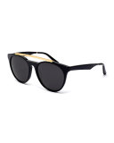 Sugarman Rounded Square Sunglasses, Black/Gold